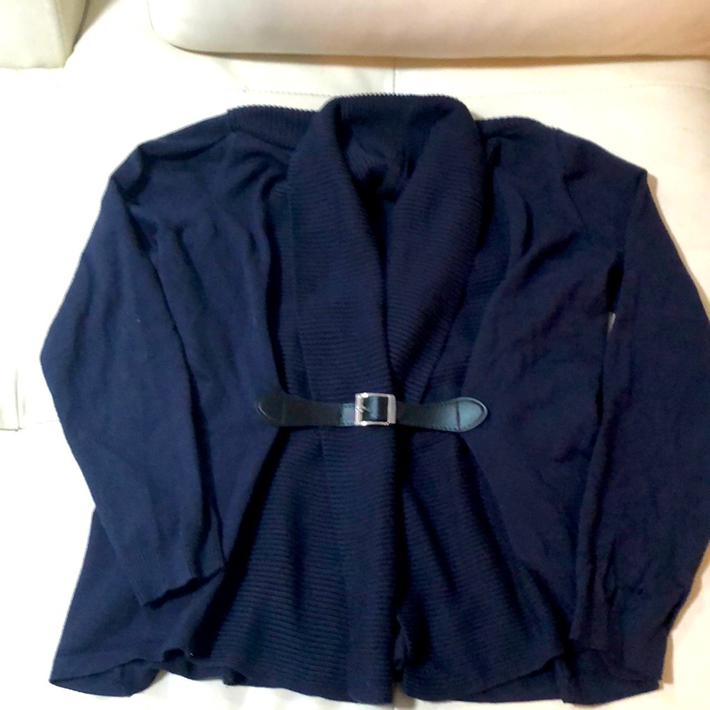 INC Navy Blue Cardigan with Belt XL